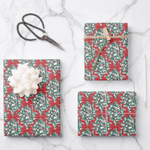 Christmas Ribbons and Berries in White