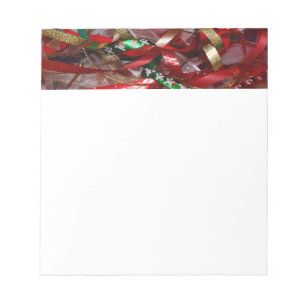 Christmas Ribbons Red Green and Gold Holiday Notepad