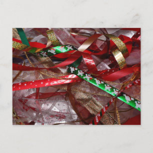 Christmas Ribbons Red Green and Gold Holiday Postcard