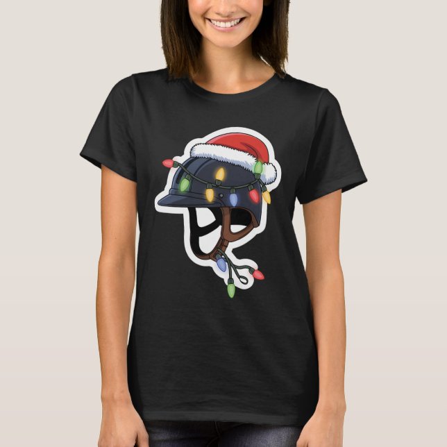 Christmas Riding Helmet Festive Holiday Xmas  T-Shirt (Front)