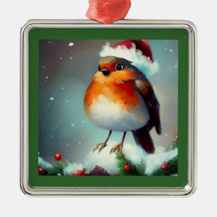 Christmas Robin 1 Metal Ornament