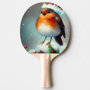 Christmas Robin (1) Ping Pong Paddle