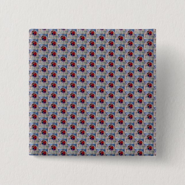 Christmas Robin 2 Inch Square Button (Front)