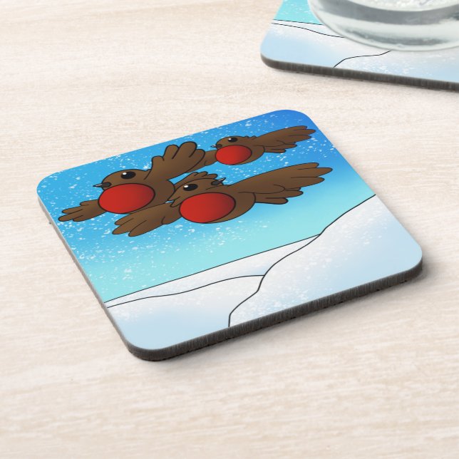Christmas Robin Birds Coaster (Left Side)