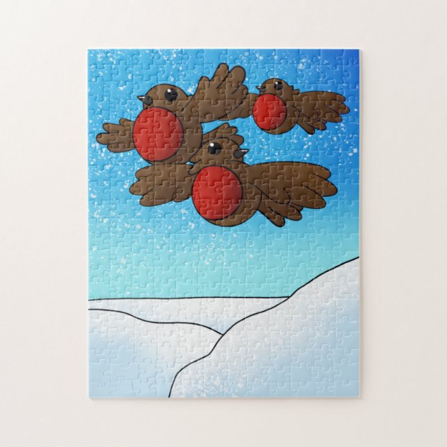 Christmas Robin Birds Jigsaw Puzzle (Vertical)