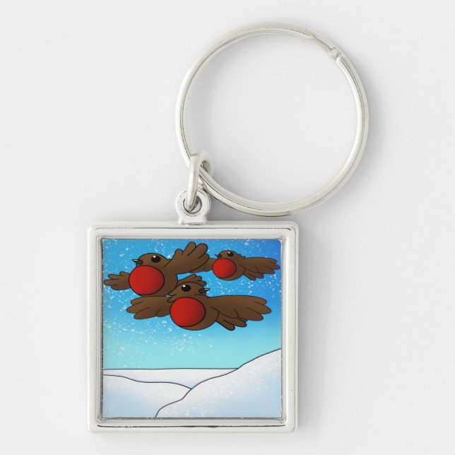 Christmas Robin Birds Keychain (Front)