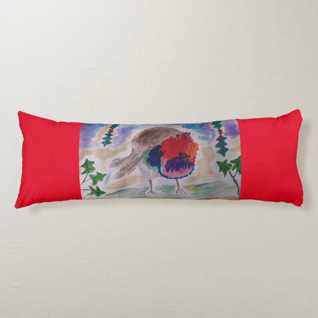 Christmas Robin  Body Pillow (Front)
