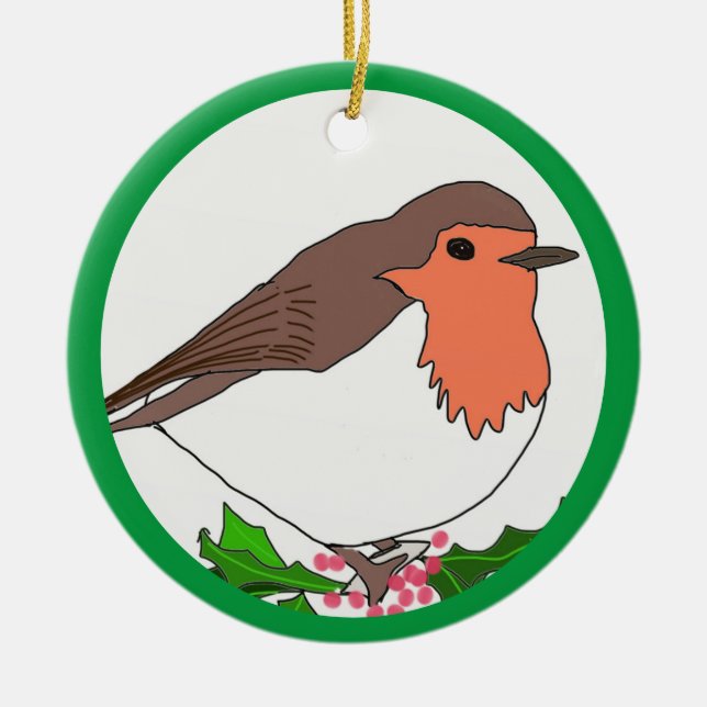 Christmas Robin Ceramic Ornament (Front)