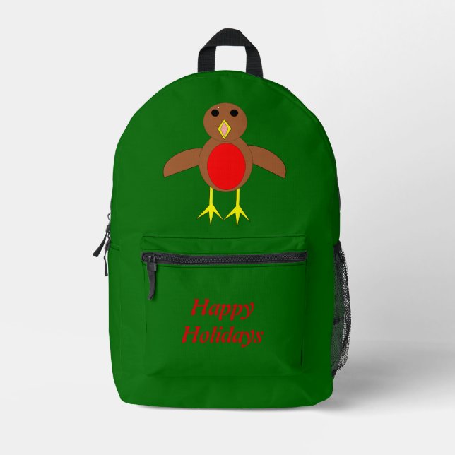 Christmas Robin Custom Printed Backpack (Front)