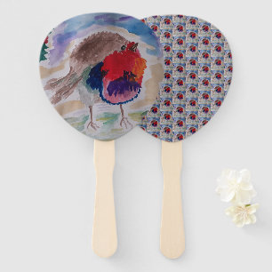 Christmas Robin  Hand Fan