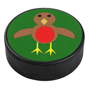 Christmas Robin Hockey Puck