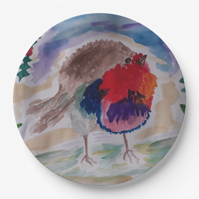Christmas Robin Paper Plate (Front)