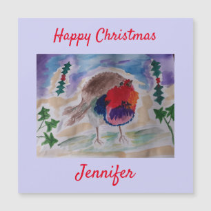 Christmas Robin Personalised Magnet Christmas Card