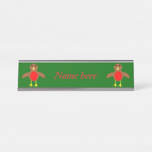 Christmas Robin Personalized Desk Name Plate