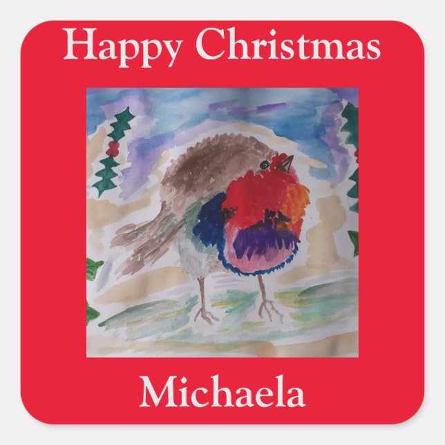 Christmas Robin  Square Sticker (Front)