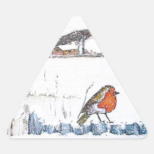 Christmas Robin Triangle Sticker