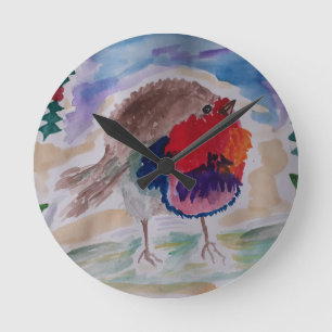 Christmas Robin Wall Clock