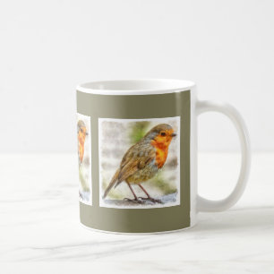 Christmas Robin Winter Watercolor Coffee Mug