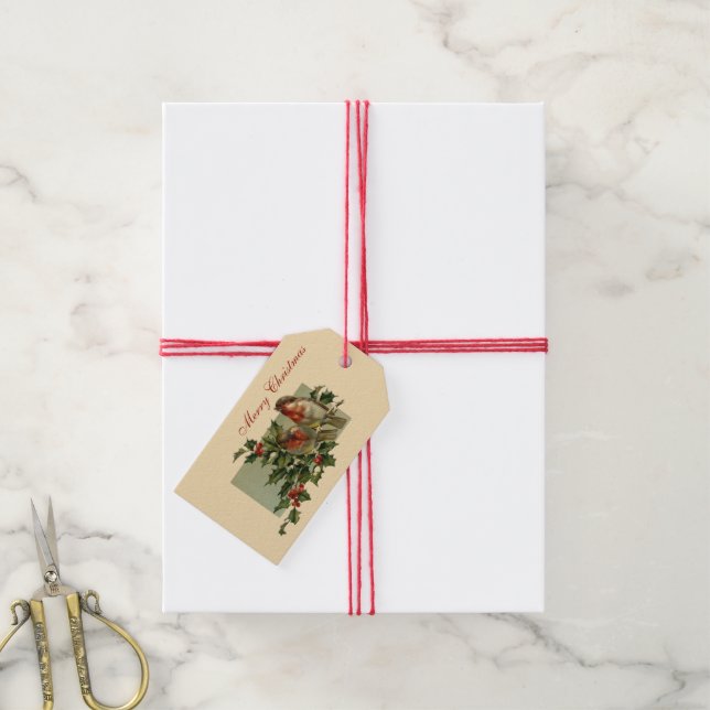 Christmas Robins and Holly Gift Tags (With Twine)