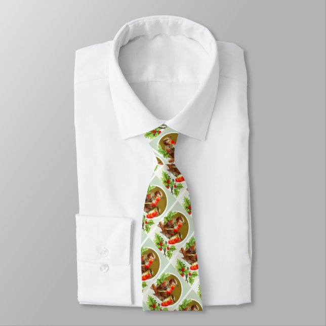 Christmas robins festive fashion tie (Tied)