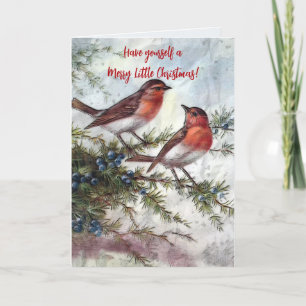 CHRISTMAS ROBINS MILES APART CHRISTMAS CARD