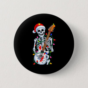 Christmas Rocker Skeleton Santa Rock Hand Xmas Men 2 Inch Round Button