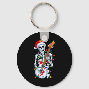 Christmas Rocker Skeleton Santa Rock Hand Xmas Men Keychain