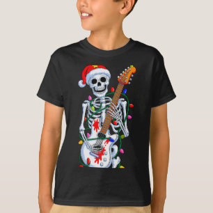 Christmas Rocker Skeleton Santa Rock Hand Xmas Men T-Shirt