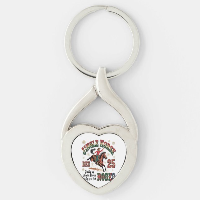 Christmas Rodeo Jingle Horse Keychain (Front)