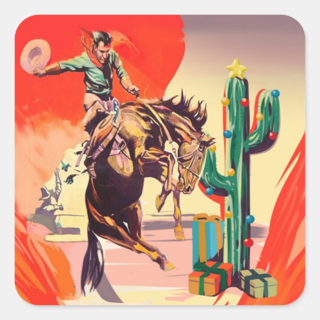 Christmas Rodeo Square Sticker (Front)