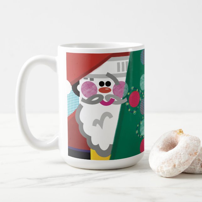Christmas Rolls Around Abstract Modern Art Mug (With Donut)