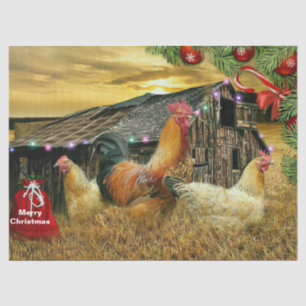 Christmas Rooster Hen Barn Coop Farm Tissue Paper