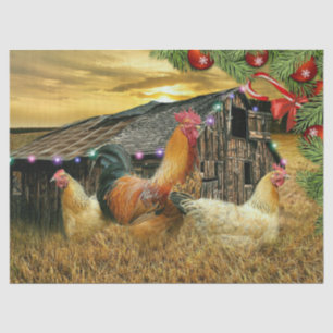 Christmas Rooster Hen Barn Coop Farm Tissue Paper