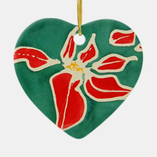 Christmas Rose Ceramic Ornament (Front)