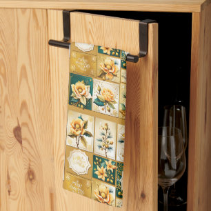 Christmas Rose Collage Kitchen Towel