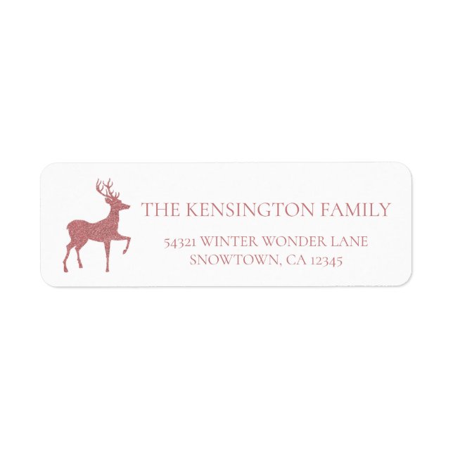 Christmas Rose Gold Pink Faux Glitter Reindeer (Front)