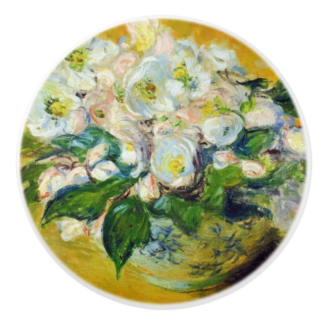 Christmas Roses (by Claude Monet) Ceramic Knob (Front)
