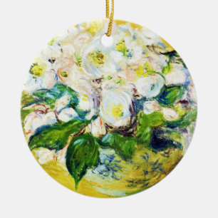 Christmas Roses Claude Monet flowers floral paint Ceramic Ornament
