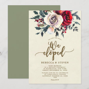 christmas roses modern we eloped invitation