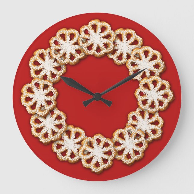 Christmas Rosette Cookies Large Clock (Front)