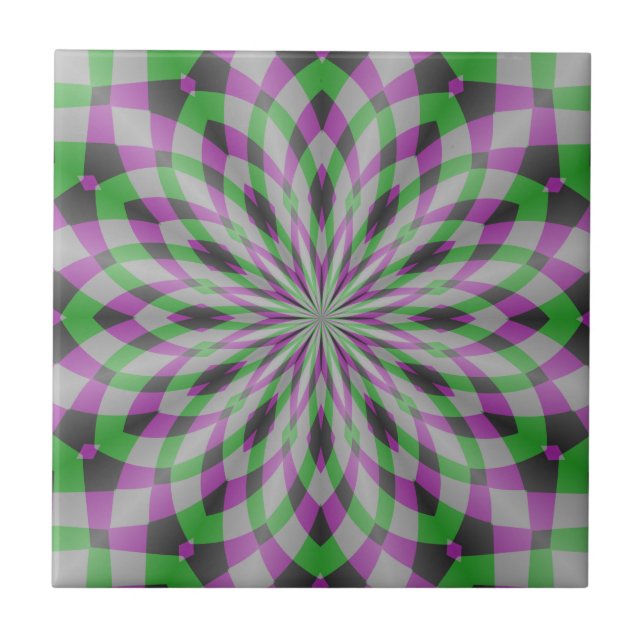 Christmas Rosettes in Purple, Green and Black Tile (Front)