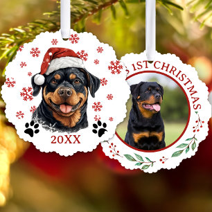Christmas Rottweiler Dog Personalized Ornament Card