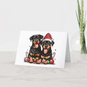 Christmas Rottweiler Dog Santa Holiday Card