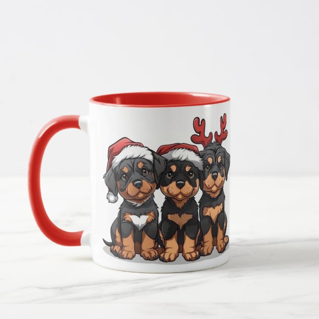 Christmas Rottweiler Dog Santa Mug (Left)