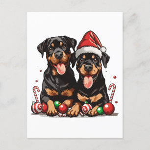Christmas Rottweiler Dog Santa Postcard