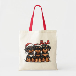 Christmas Rottweiler Dog Santa Tote Bag