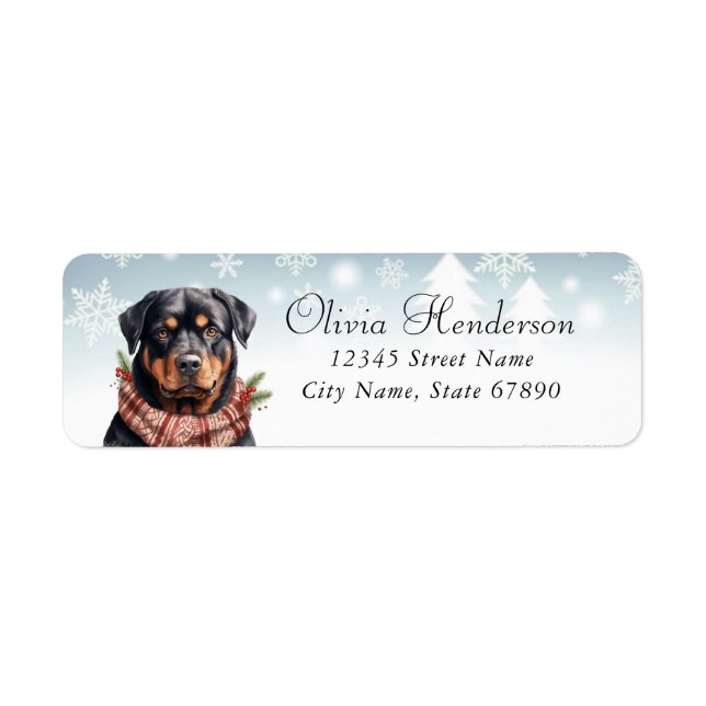 Christmas Rottweiler Return Address Labels (Front)