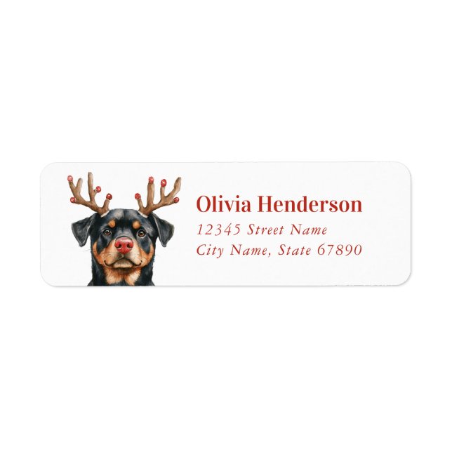 Christmas Rottweiler Return Address Labels (Front)