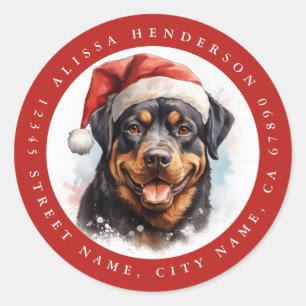 Christmas Rottweiler Round Stickers