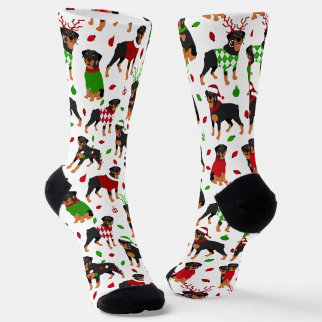 Christmas Rottweiler Socks (Angled)